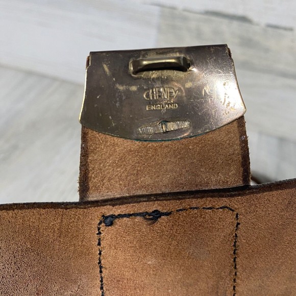 Vintage Cheney England Black Leather Saddle Bag No Key Crossbody Steampunk - Picture 6 of 10